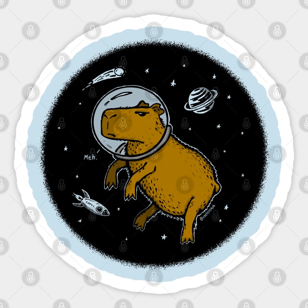 Capybara Astronaut in Space - Meh (Color version) Sticker by UselessRob